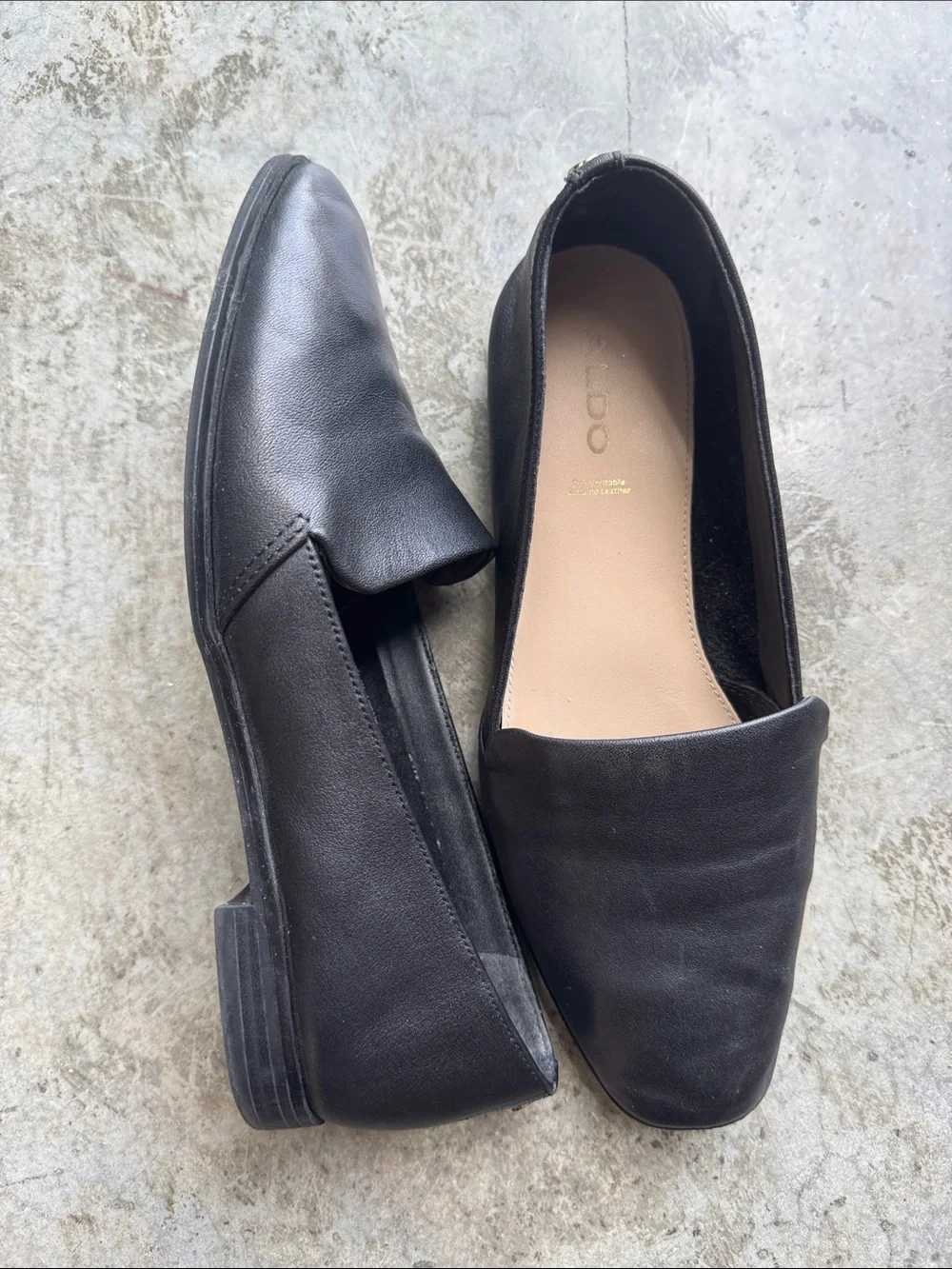 Aldo Black Leather Slip-On Loafers